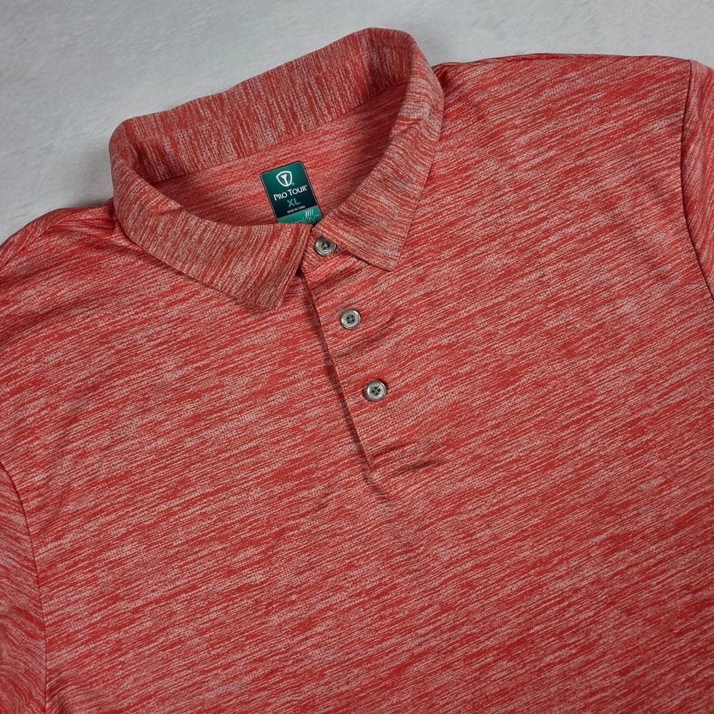 Pro Tour Airplay Mens XL Red Heather‎ Space Dye Golf Performance Polo Shirt